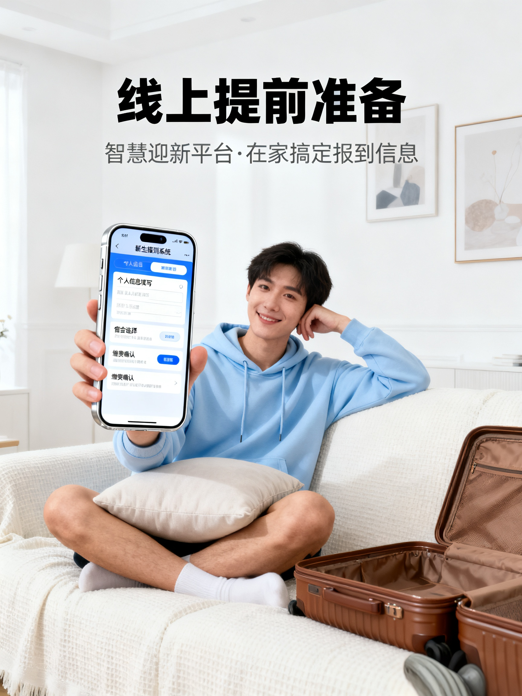 新生在家通過(guò)手機填寫(xiě)智慧迎新信息
